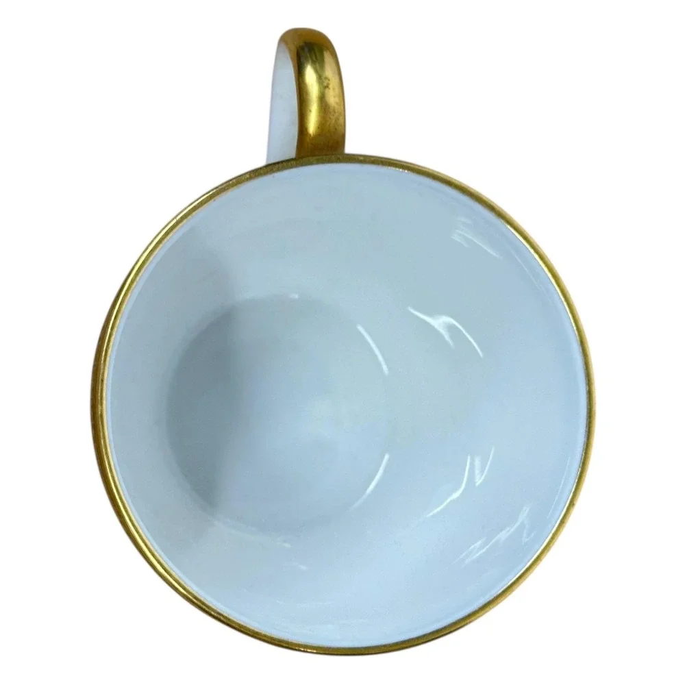 Vintage Victoria China‎ Czechoslovakia Cup Saucer Set White Gold Encrusted Trim